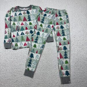 Honest Baby Clothing Organic Cotton Holiday Pajamas Kids size L Feelin Pine